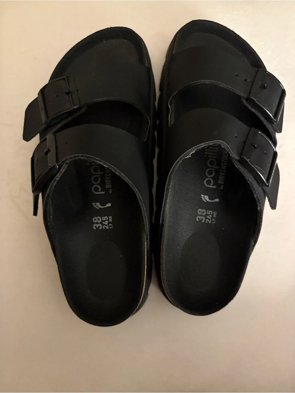 Papillio by Birkenstock Black Platform Double Buckle Women’sSandals EU 38 US 7-7